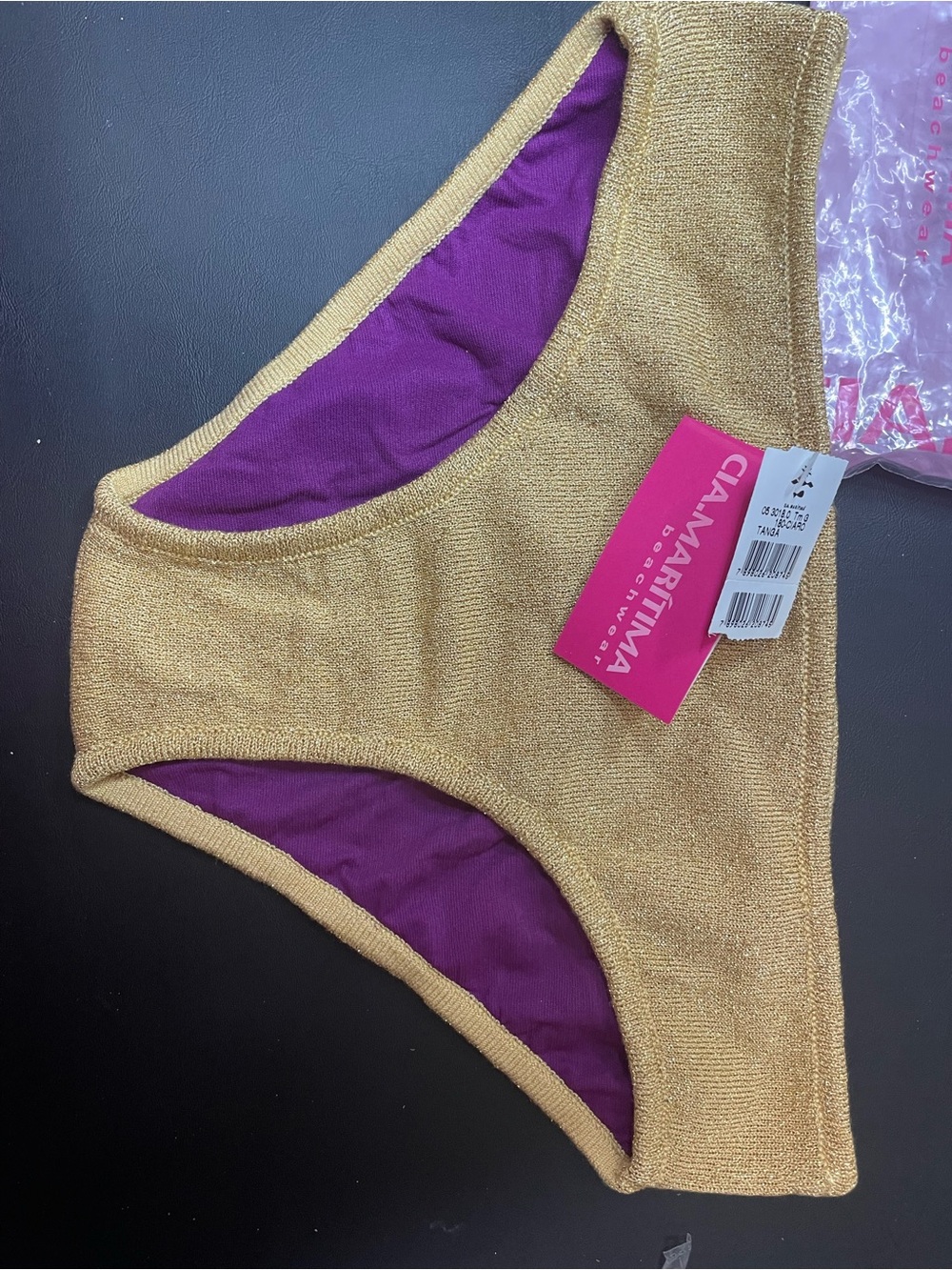 NWT Cia. Maritima Metallic Gold Brazilian Bikini Bottom - Size Large